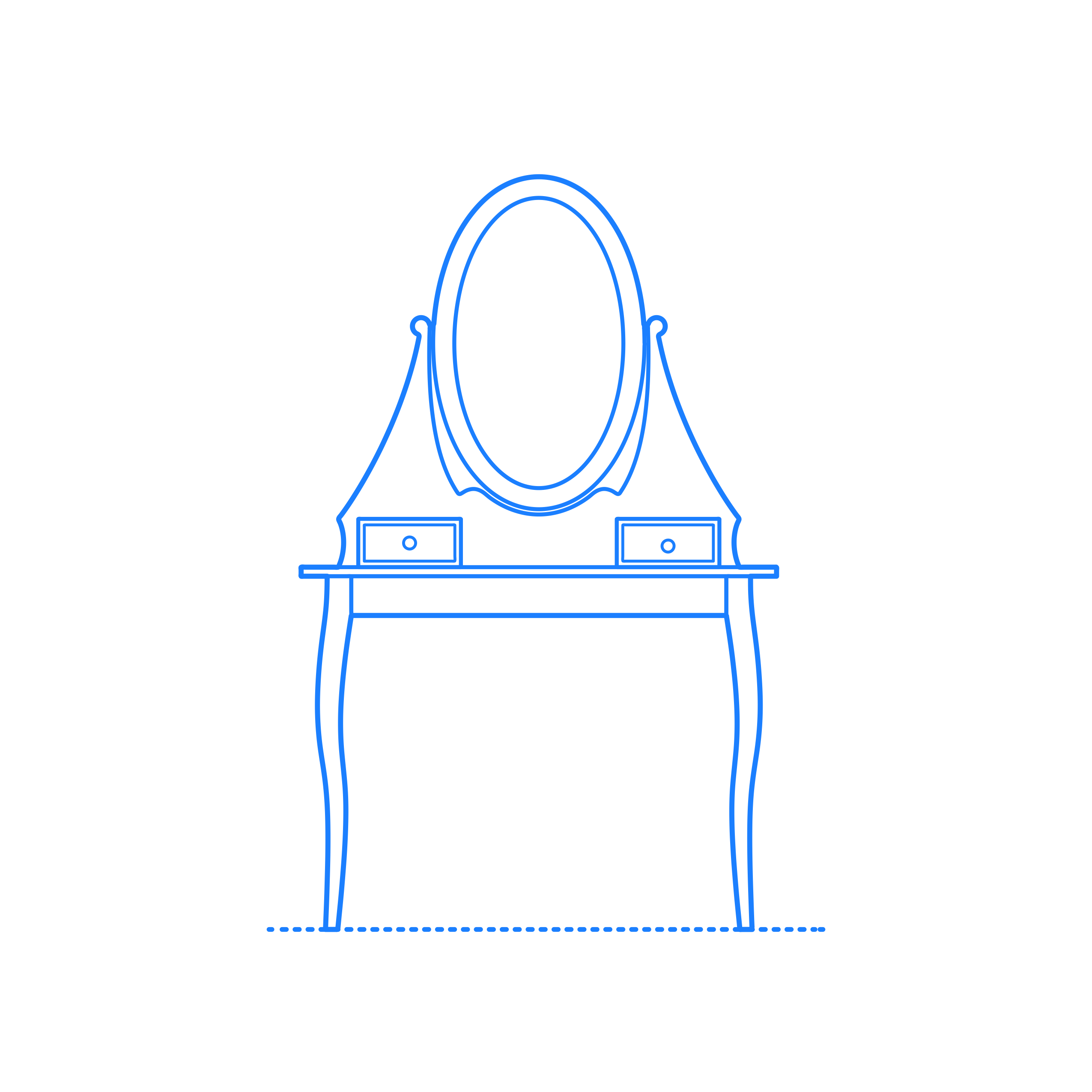 Furniture Makeup Vanity Ikea Hemnes Dressing Table Oval Mirror Line Art Illustration Svg Free Vectors